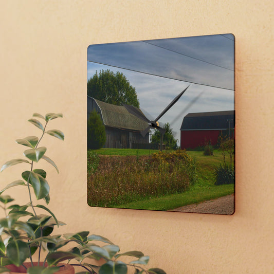 U R There Photography Schott Road Generations Rustic Farmhouse Acrylic Analog Wall Clock