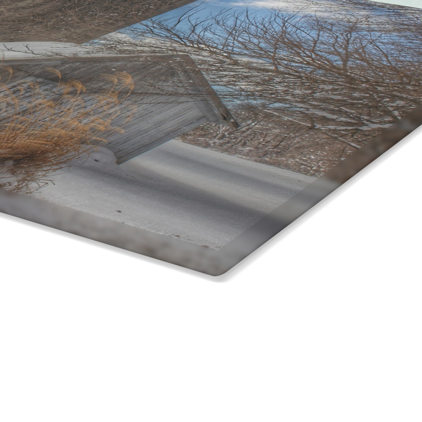 U R There Photography Ludwig Road Greys in Winter Rustic Farmhouse Tempered-Glass Cutting Board