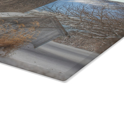 U R There Photography Ludwig Road Greys in Winter Rustic Farmhouse Tempered-Glass Cutting Board