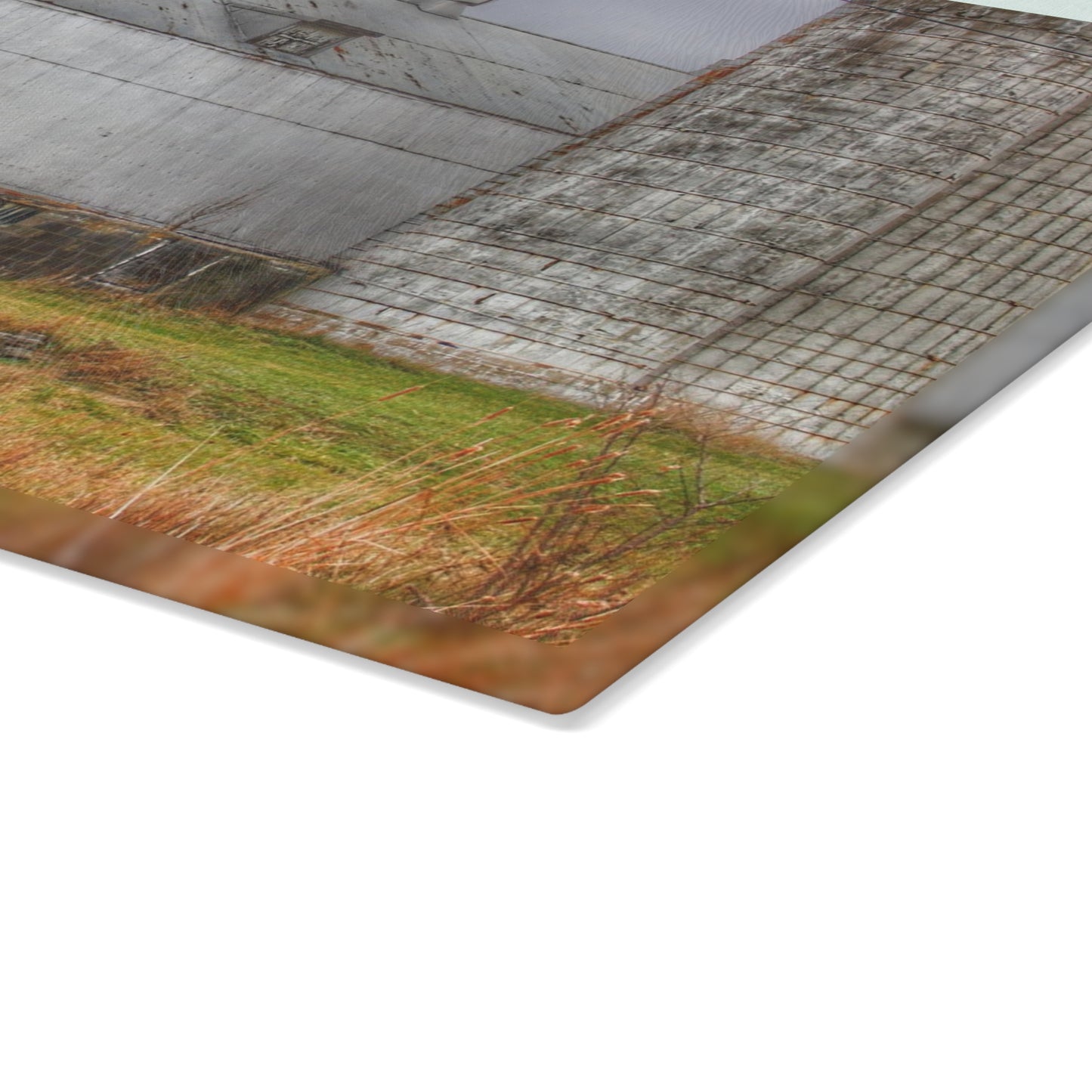 U R There Photography Daley Road Grey III Rustic Farmhouse Tempered-Glass Cutting Board