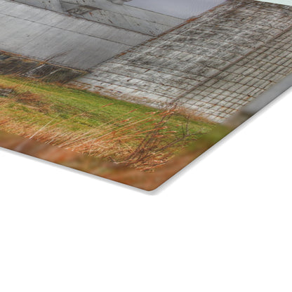 U R There Photography Daley Road Grey III Rustic Farmhouse Tempered-Glass Cutting Board