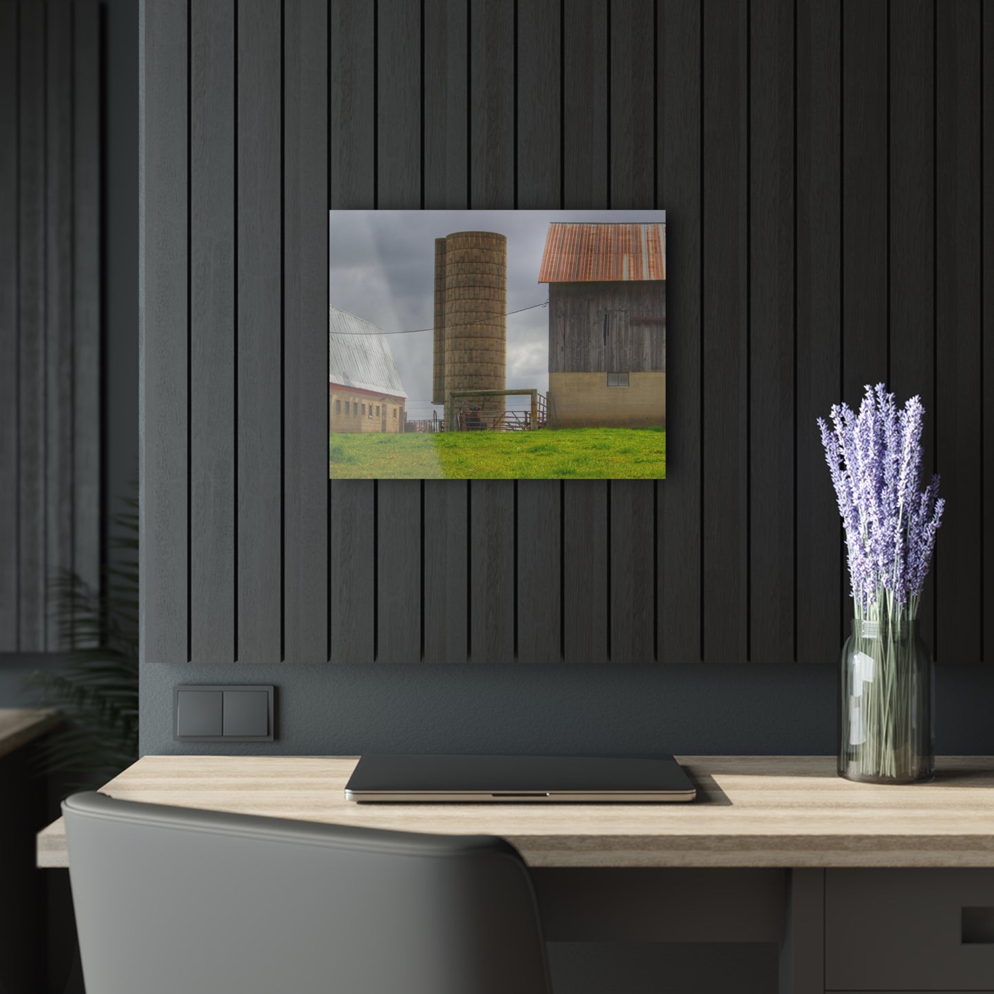 U R There Photography Clothier Road Grey and Silo Rustic Farmhouse Acrylic Wall Print
