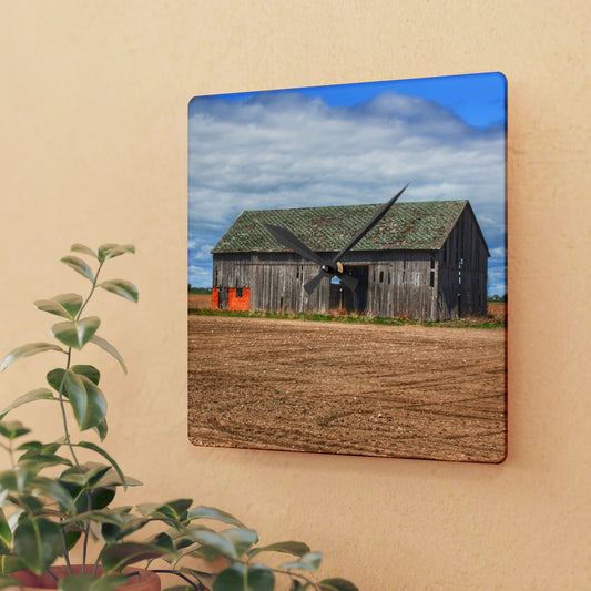 U R There Photography Rescue Road Grey Rustic Farmhouse Acrylic Analog Wall Clock