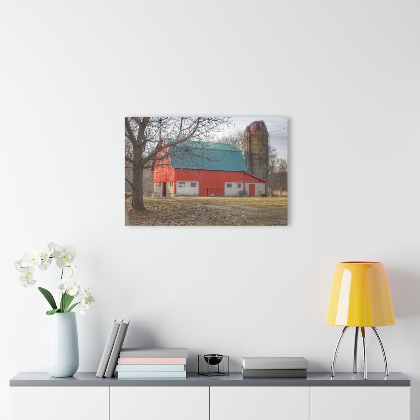 U R There Photography Wilson Road Red and Silo I Rustic Farmhouse Acrylic Wall Print