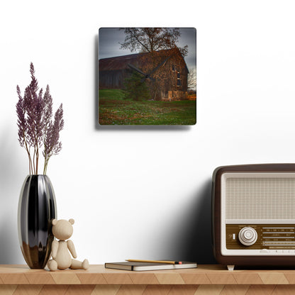U R There Photography Melvin Grey Rustic Farmhouse Acrylic Analog Wall Clock