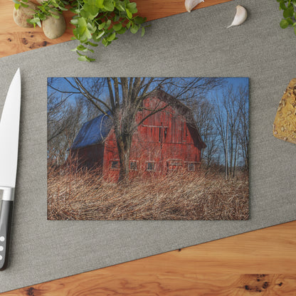 U R There Photography East Dodge Road Red Rustic Farmhouse Tempered-Glass Cutting Board