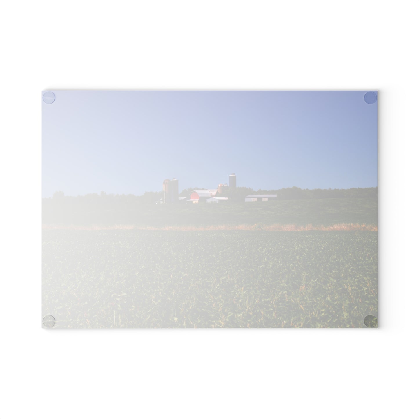 U R There Photography Otter Lake Road Farm Across the Field Rustic Farmhouse Tempered-Glass Cutting Board