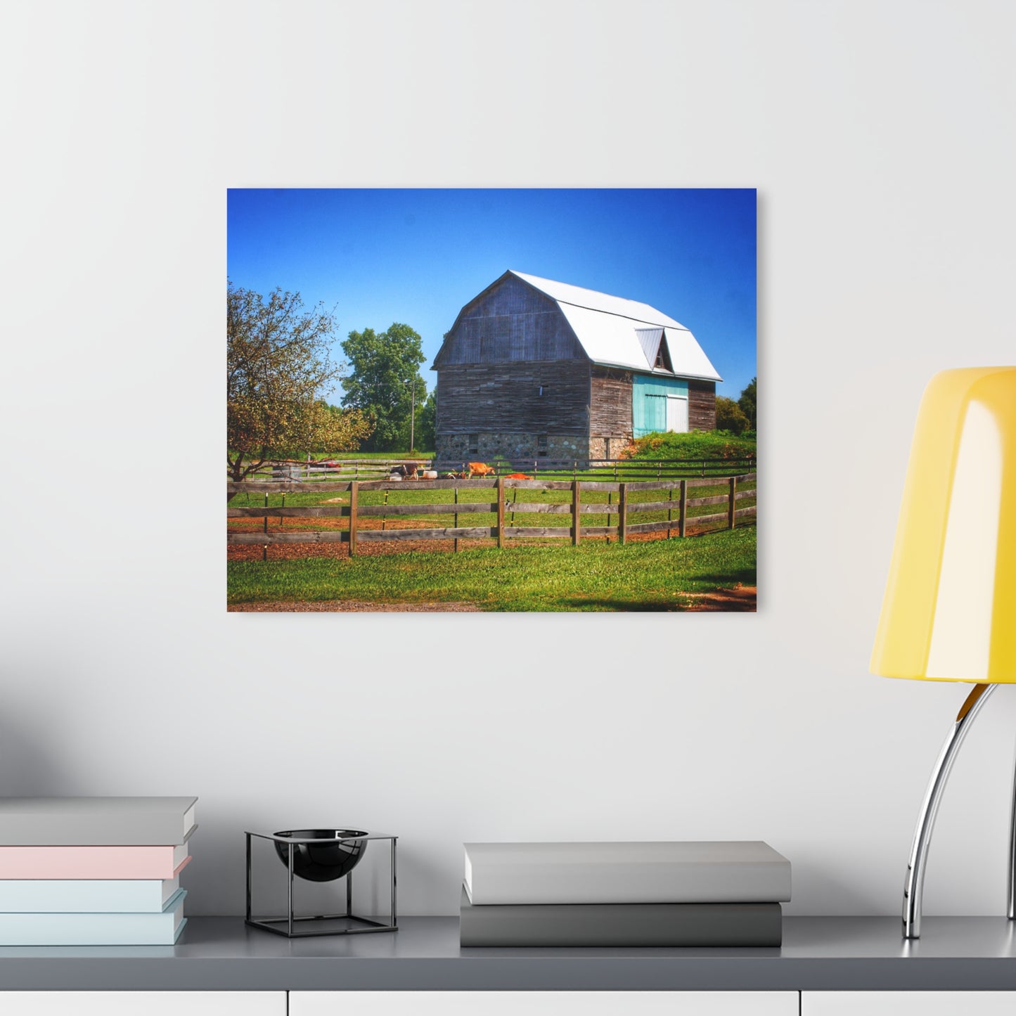 U R There Photography Harris Road Fieldstone Grey Rustic Farmhouse Acrylic Wall Print