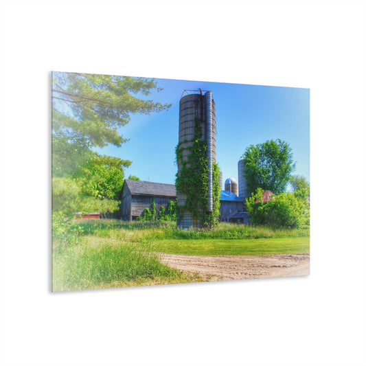 U R There Photography Bordman Road Old Grey and Silo II Rustic Farmhouse Acrylic Wall Print