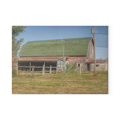 U R There Photography Farrand Road Red with Corral Rustic Farmhouse Tempered-Glass Cutting Board