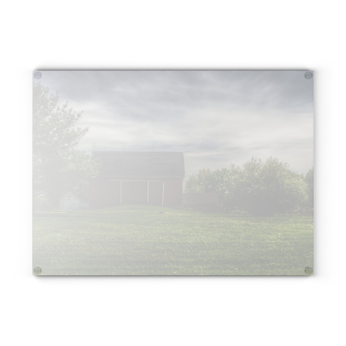 U R There Photography Kings Mill Red I Rustic Farmhouse Tempered-Glass Cutting Board