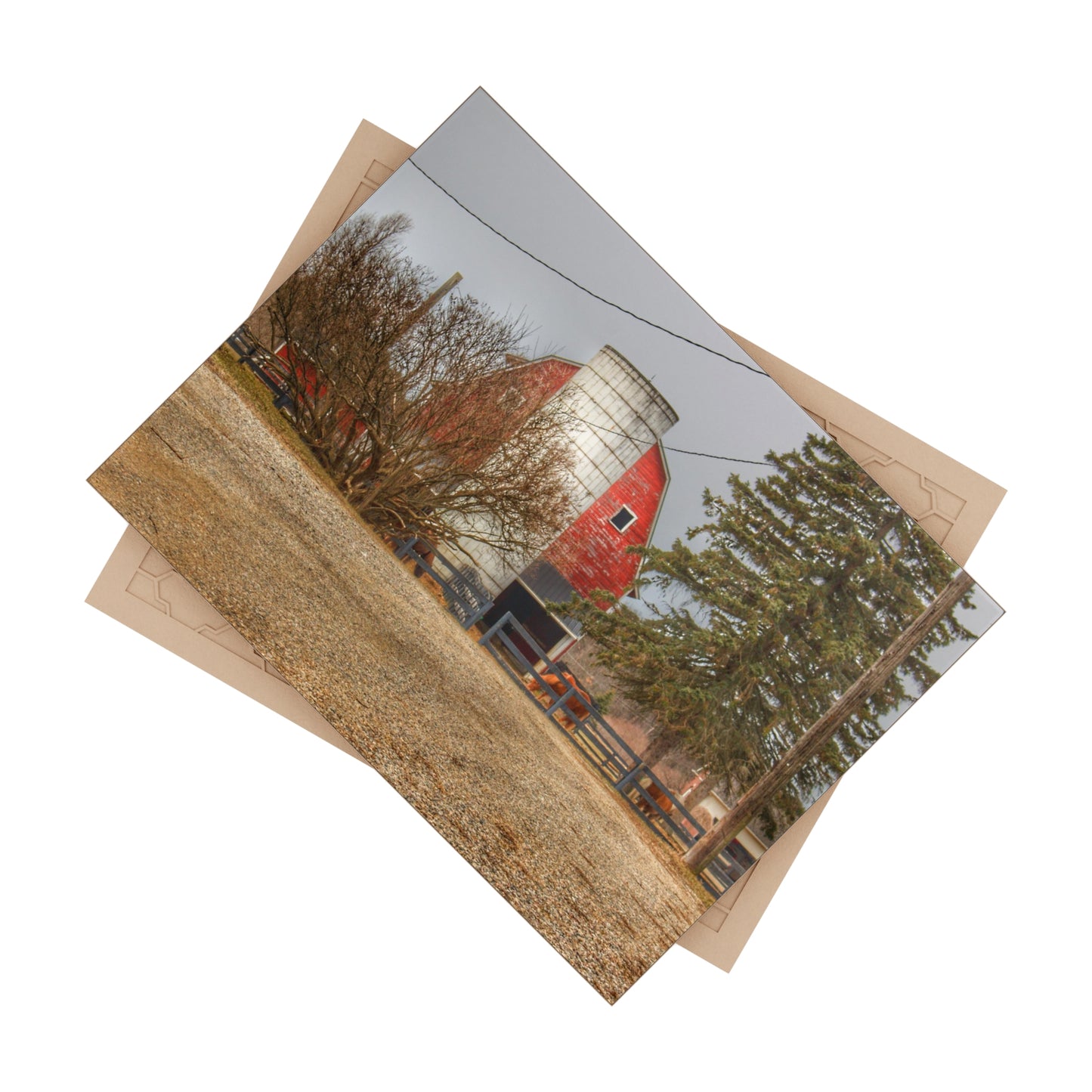 U R There Photography Blood Road Red and Horses Rustic Farmhouse Decorative Ceramic Tile