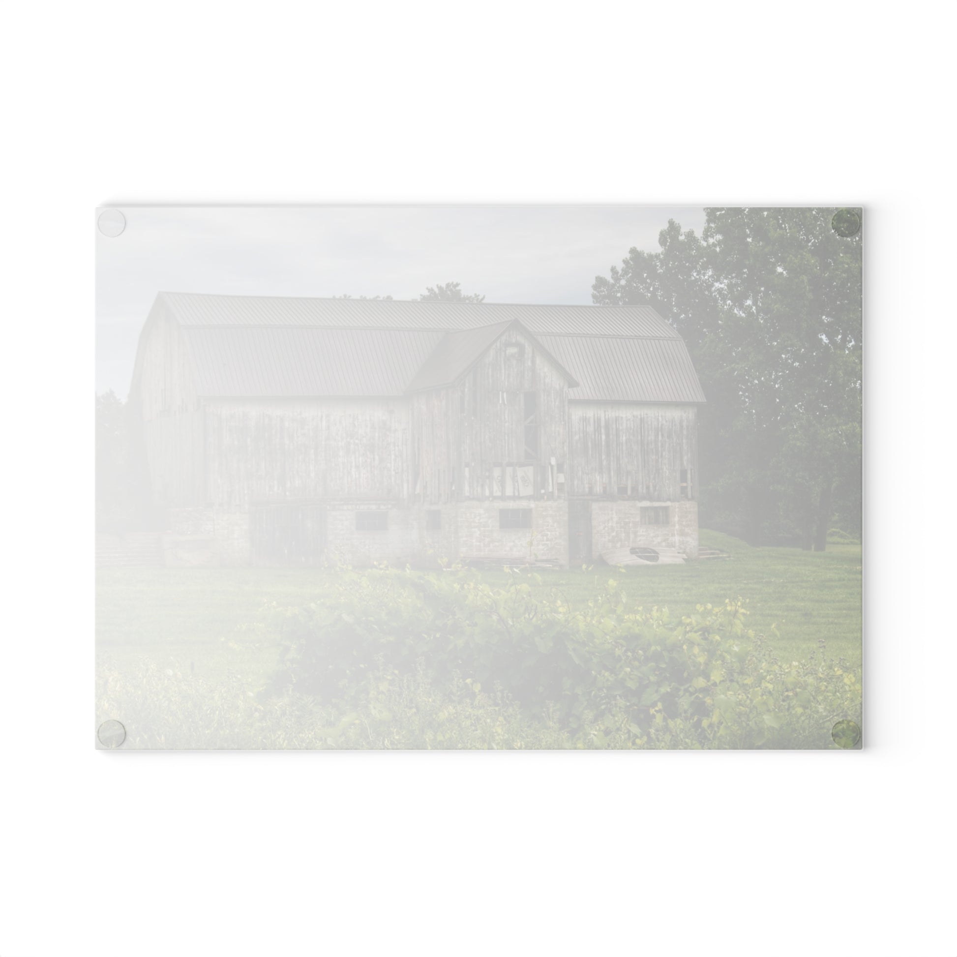 Dequindre Road Grey I Rustic Farmhouse Tempered-Glass Cutting Board