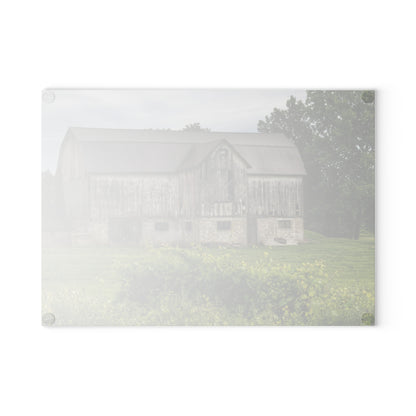Dequindre Road Grey I Rustic Farmhouse Tempered-Glass Cutting Board