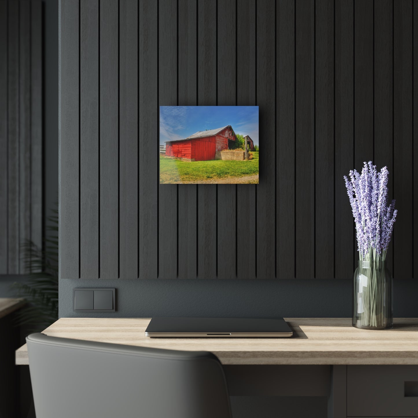 U R There Photography Marlette Road Saltbox Red Rustic Farmhouse Acrylic Wall Print