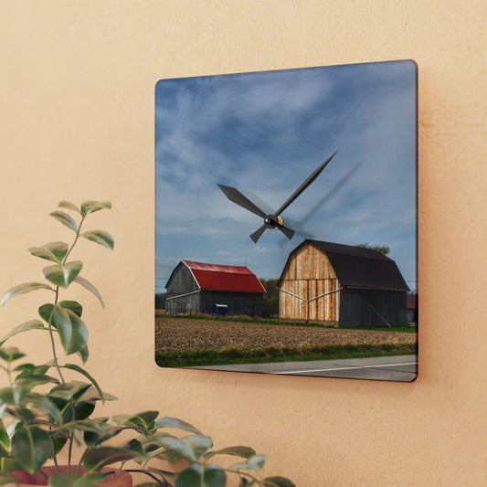U R There Photography Unionville Center Street Greys Rustic Farmhouse Acrylic Analog Wall Clock