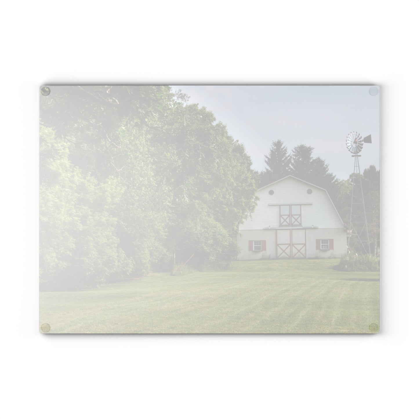 U R There Photography Hunters Creek White Rustic Farmhouse Tempered-Glass Cutting Board