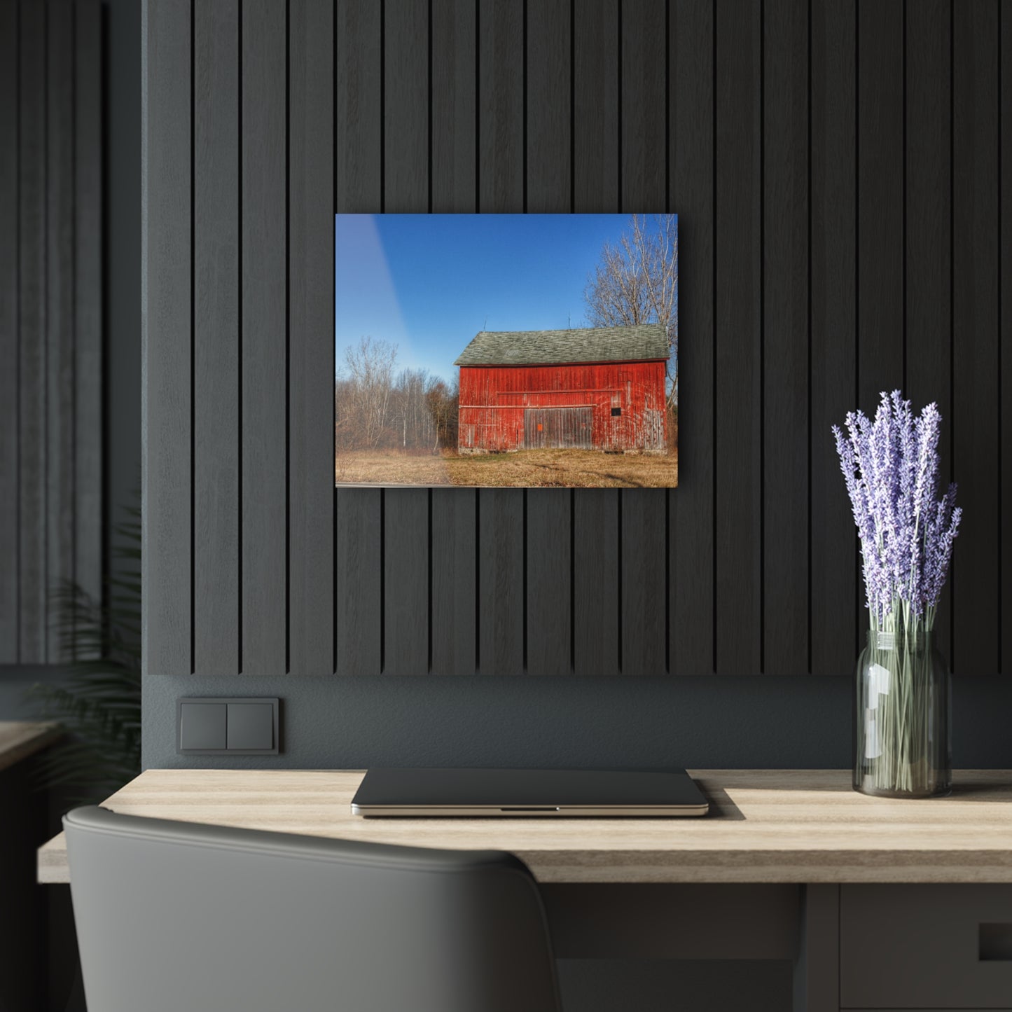 U R There Photography Vernor Road Red Rustic Farmhouse Acrylic Wall Print