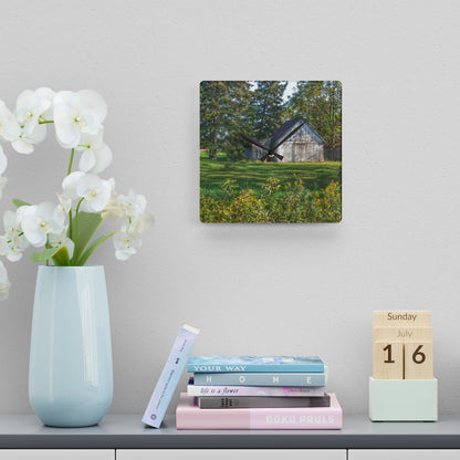 U R There Photography Bowers Road Little White Rustic Farmhouse Acrylic Analog Wall Clock