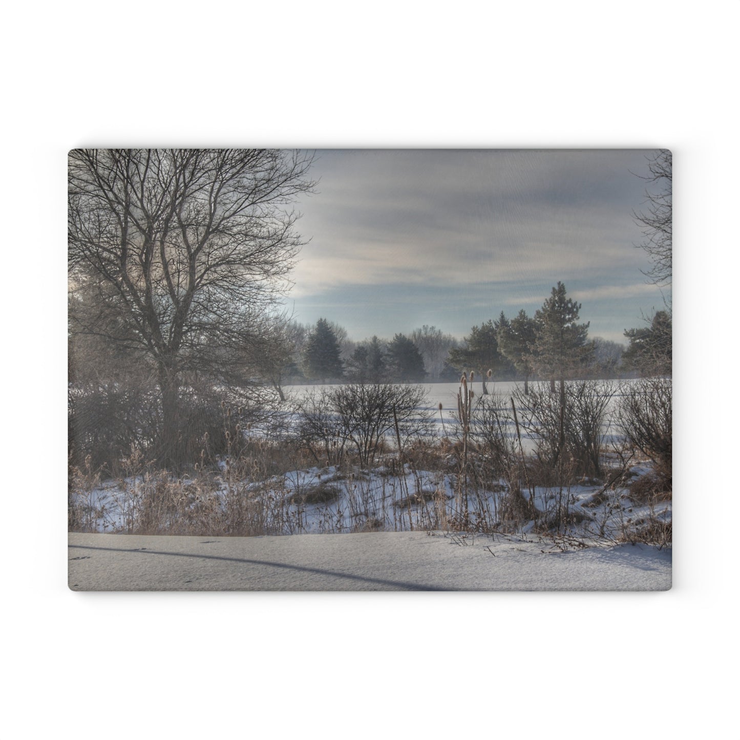 U R There Photography Winter in Mayfield Rustic Farmhouse Tempered-Glass Cutting Board
