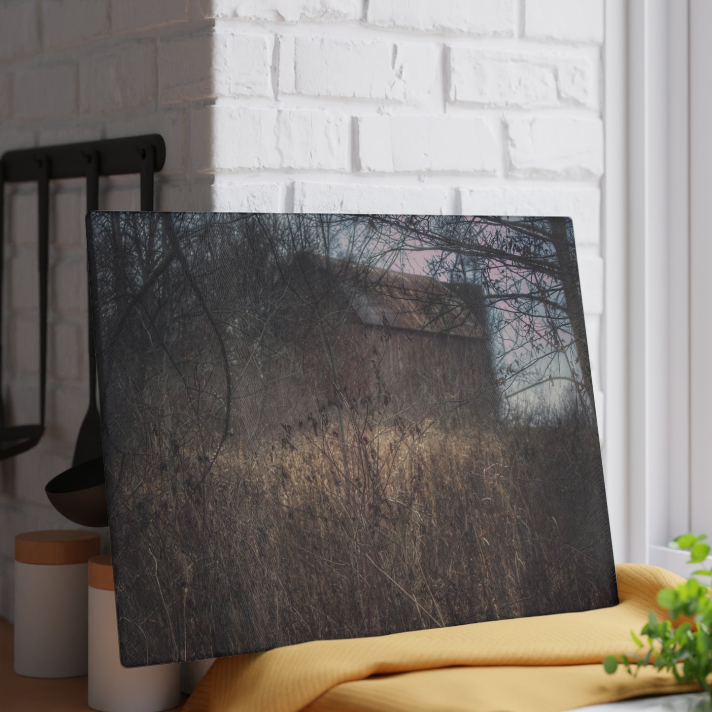 U R There Photography Mayville Hidden Barn I Rustic Farmhouse Tempered-Glass Cutting Board