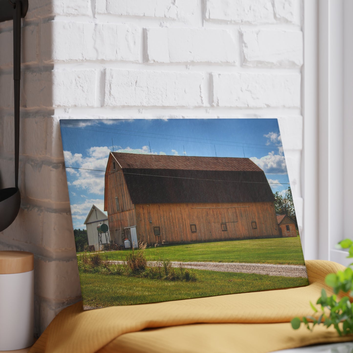 U R There Photography Bristol Gold Rustic Farmhouse Tempered-Glass Cutting Board