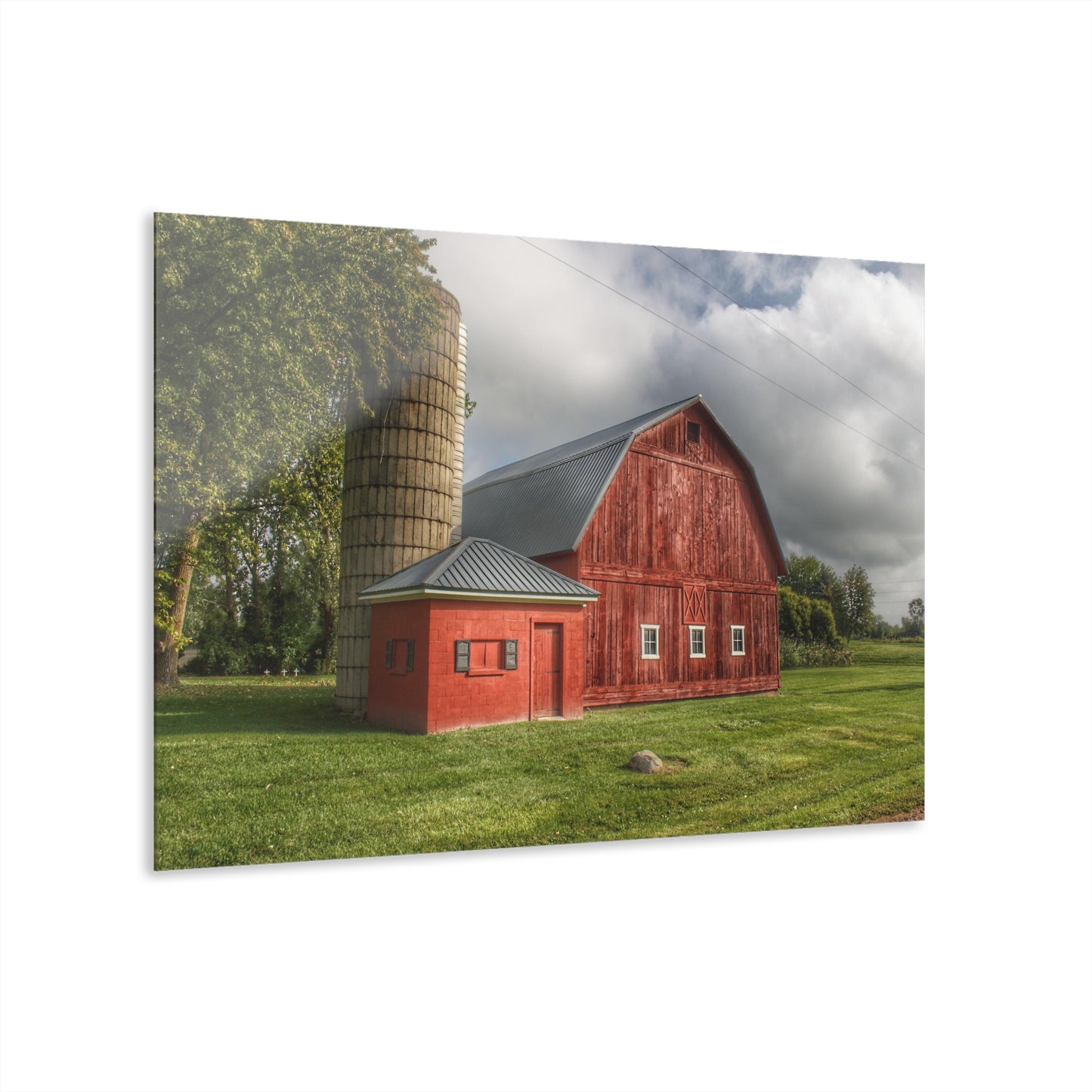 U R There Photography Hollow Corners Red and Silo Rustic Farmhouse Acrylic Wall Print