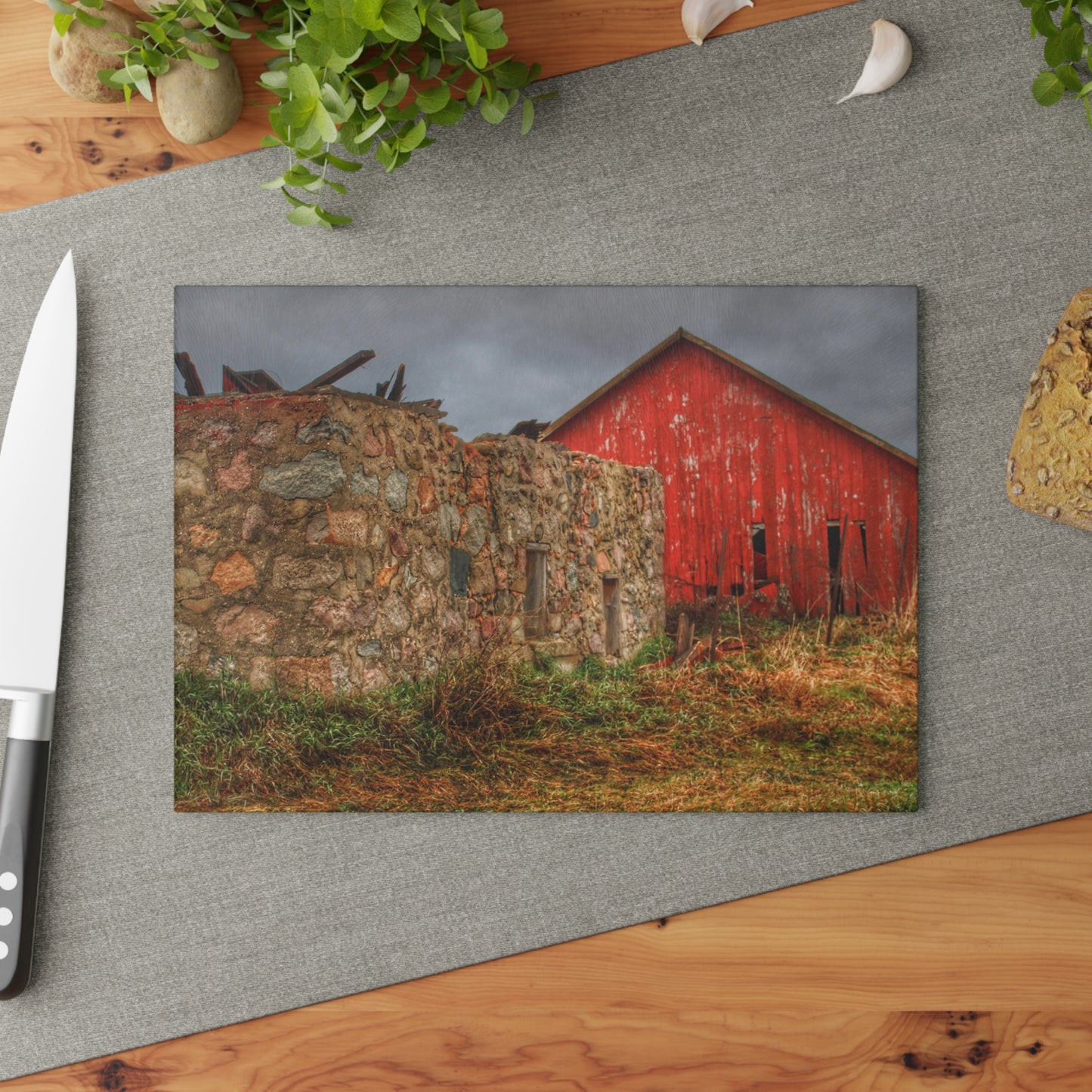 U R There Photography Stanley Road Ruins Rustic Farmhouse Tempered-Glass Cutting Board