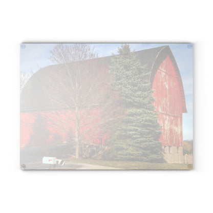 U R There Photography West Sutton Road Red Rustic Farmhouse Tempered-Glass Cutting Board