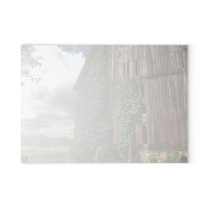 U R There Photography North Branch Ivy Grey II Rustic Farmhouse Tempered-Glass Cutting Board