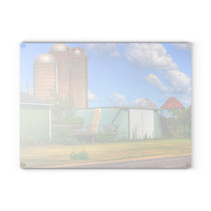 U R There Photography Morrish Road Silos I Rustic Farmhouse Tempered-Glass Cutting Board