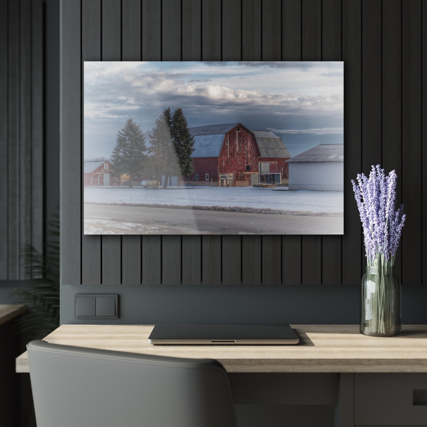 U R There Photography Glover Road Red Rustic Farmhouse Acrylic Wall Print