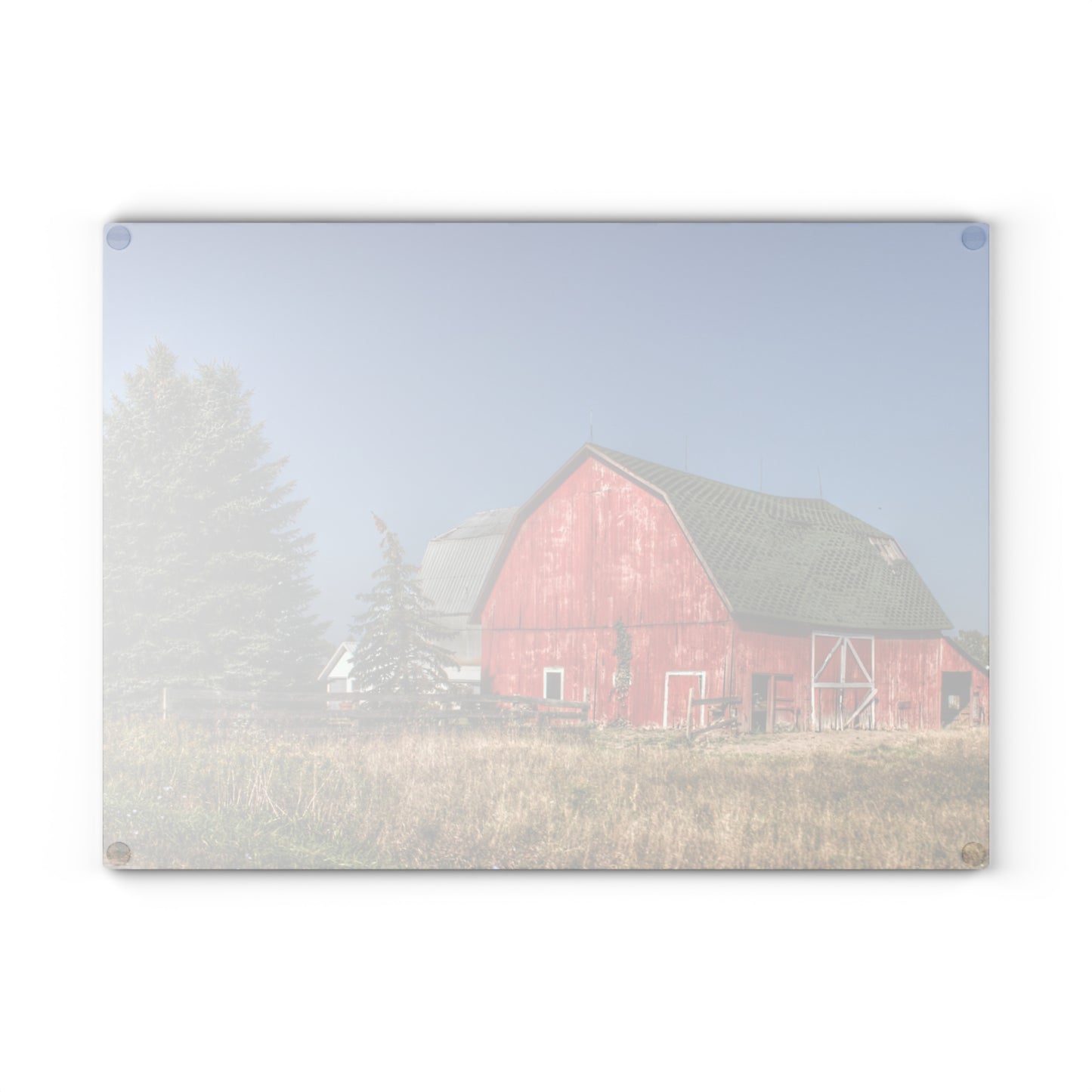 U R There Photography Elmwood Road Red III Rustic Farmhouse Tempered-Glass Cutting Board