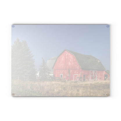 U R There Photography Elmwood Road Red III Rustic Farmhouse Tempered-Glass Cutting Board