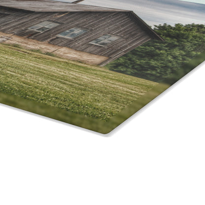 U R There Photography West Tuscola Road Grey Shack I Rustic Farmhouse Tempered-Glass Cutting Board