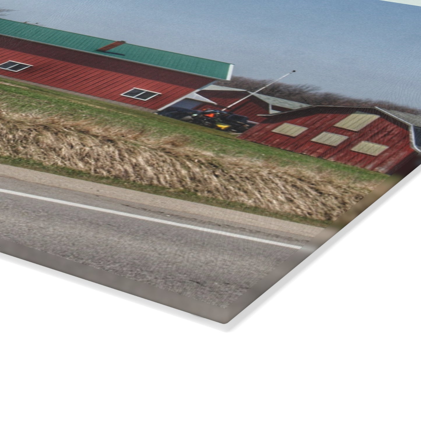 U R There Photography M-15 Quilted Red Rustic Farmhouse Tempered-Glass Cutting Board