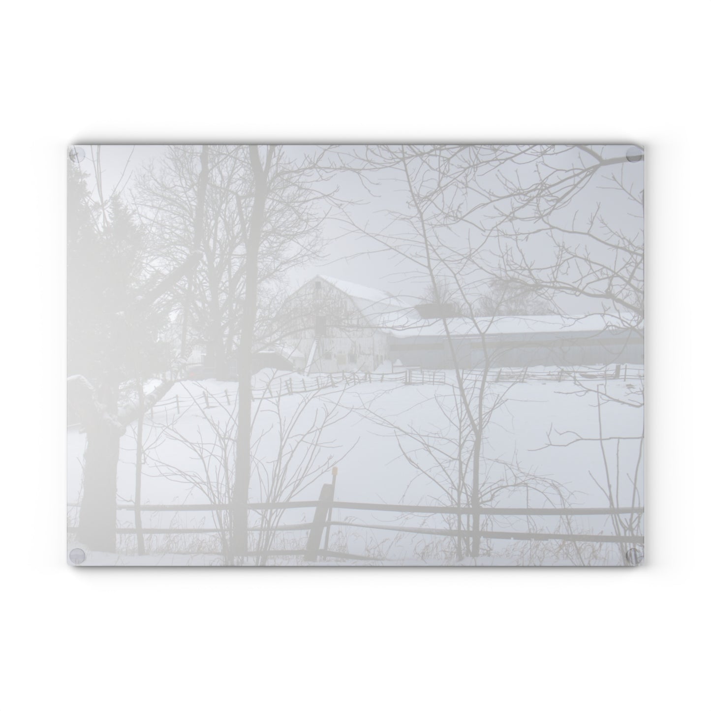 U R There Photography Oakwood Hidden White Rustic Farmhouse Tempered-Glass Cutting Board