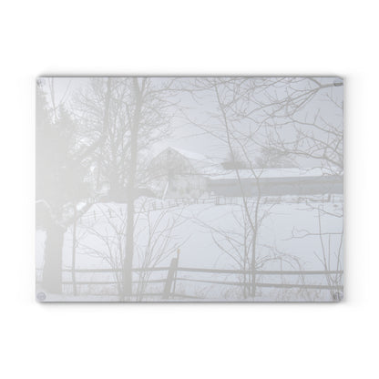 U R There Photography Oakwood Hidden White Rustic Farmhouse Tempered-Glass Cutting Board