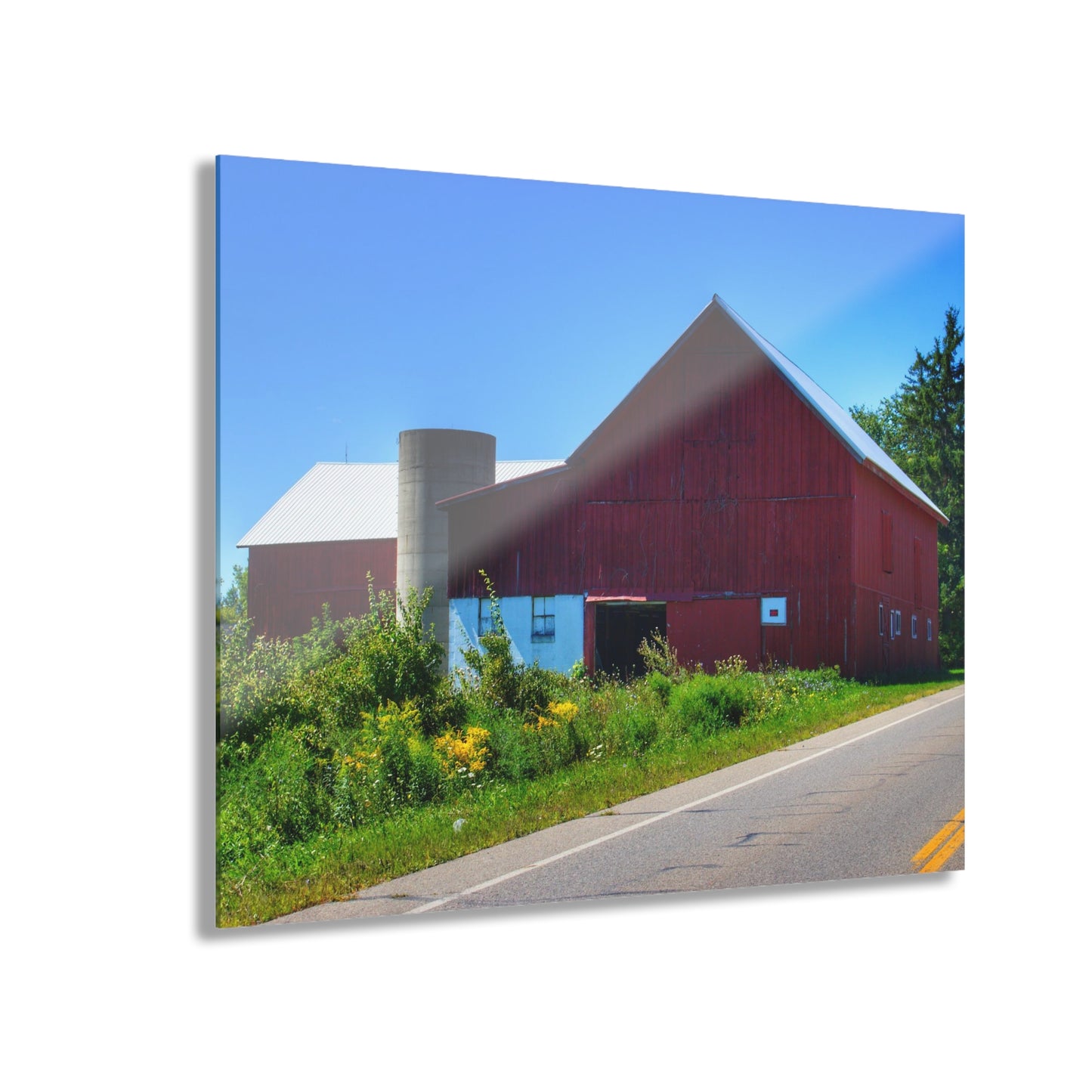 U R There Photography Dryden Road Red Rustic Farmhouse Acrylic Wall Print