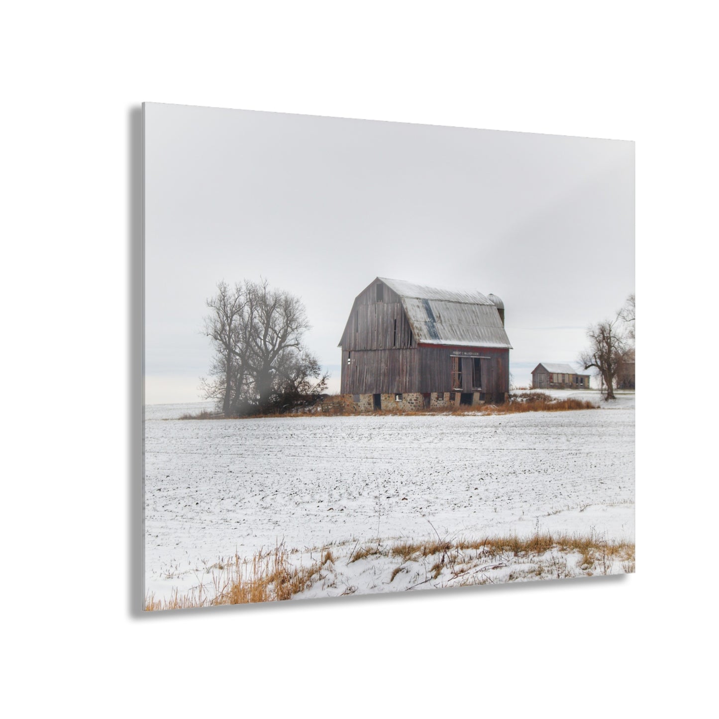 U R There Photography Frenchline Road Grey in Winter Rustic Farmhouse Acrylic Wall Print