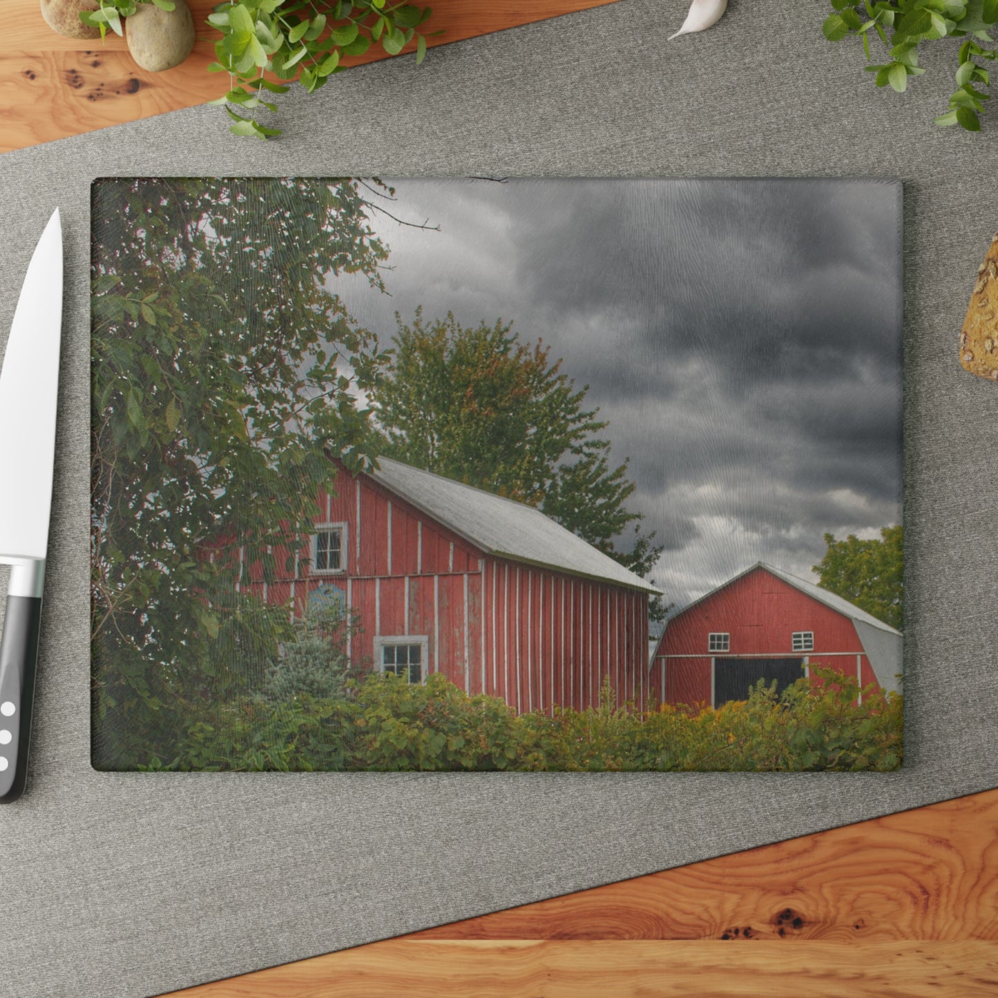 Barn Boutique Rustic Tempered-Glass Cutting Board| Pinstripe Barn and Buddy I