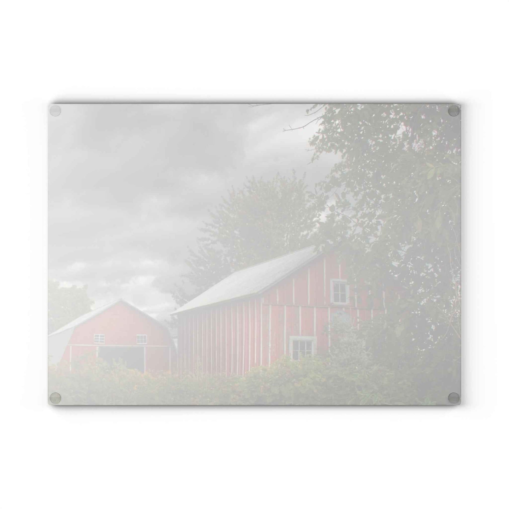U R There Photography Pinstripe Barn and Buddy I Rustic Farmhouse Tempered-Glass Cutting Board