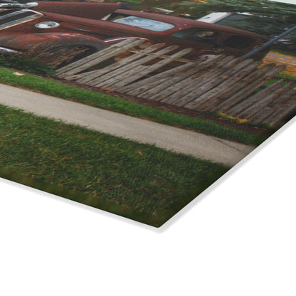 U R There Photography Oak Road Metamora Mechanics Rustic Farmhouse Tempered-Glass Cutting Board