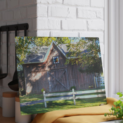 U R There Photography Hunters Creek Quilted II Rustic Farmhouse Tempered-Glass Cutting Board