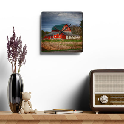 U R There Photography M-24 TnT Red I Rustic Farmhouse Acrylic Analog Wall Clock