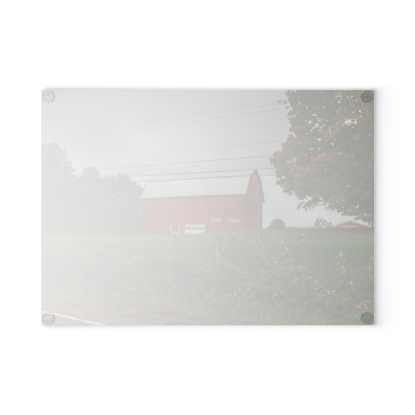 U R There Photography Bronson Lake Road Red Rustic Farmhouse Tempered-Glass Cutting Board