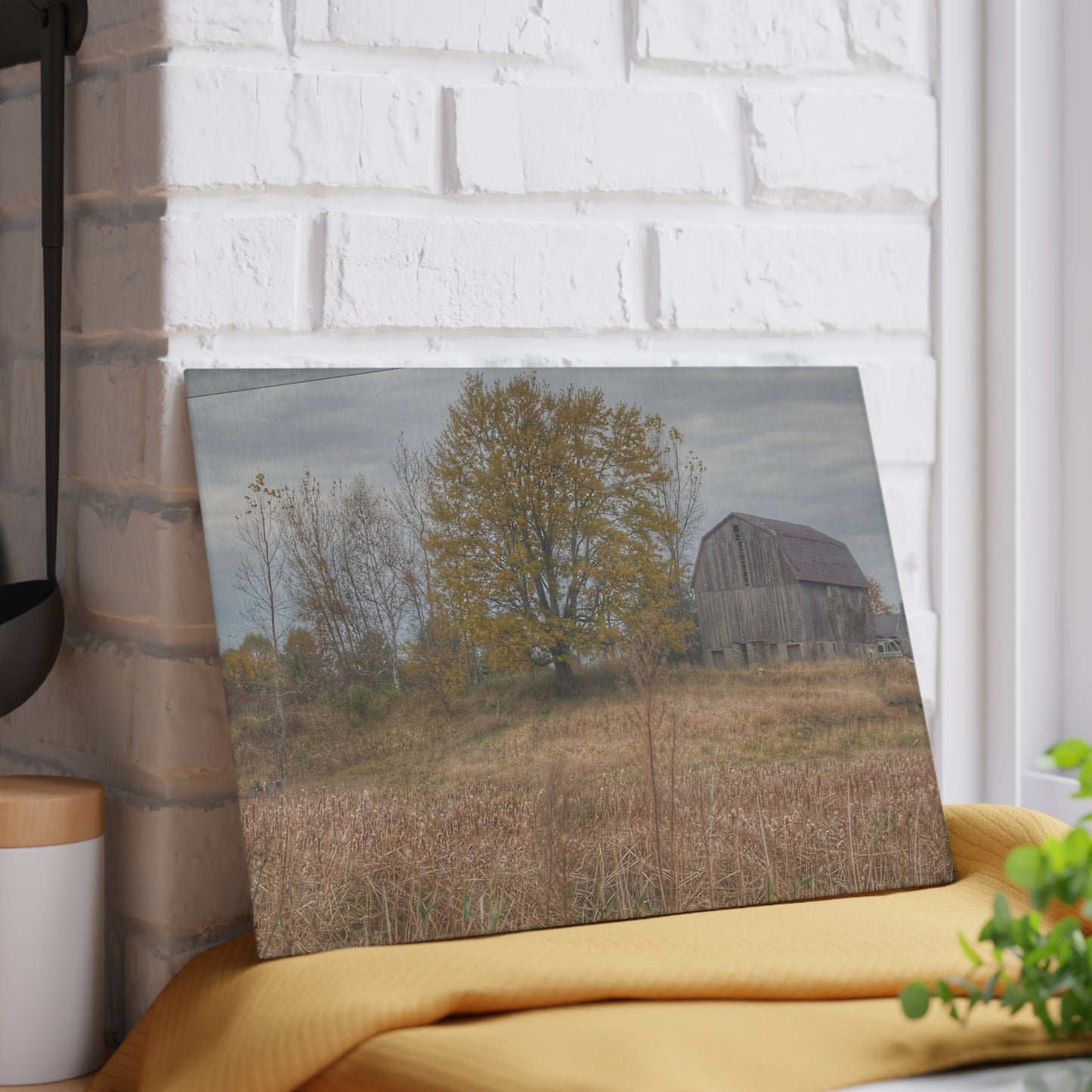 U R There Photography Swaffer Road Hilltop Grey Rustic Farmhouse Tempered-Glass Cutting Board