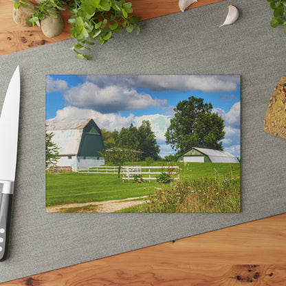 U R There Photography Hough Road Greens Rustic Farmhouse Tempered-Glass Cutting Board