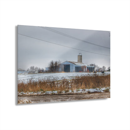 U R There Photography Noble Road Blue Cow Barn Rustic Farmhouse Acrylic Wall Print