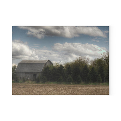 U R There Photography Sandusky Grey in the Pines Rustic Farmhouse Tempered-Glass Cutting Board
